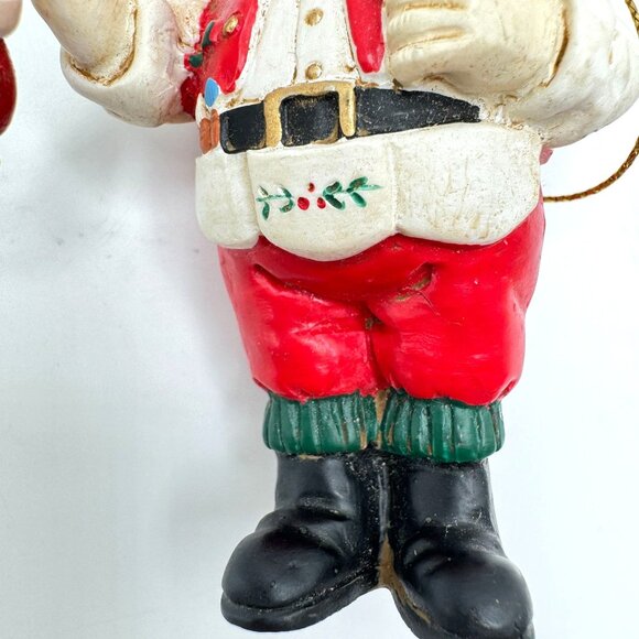 Set Of 2 Midwest Importers Santa Claus Resin Hanging Ornaments 4.5" Tall Vtg - Picture 11 of 12